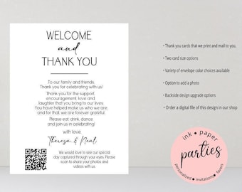 Thank You Place Setting - Wedding Reception Thank You - Thank You Note Card - Thank You Cards - Wedding Thank You Cards - Welcome Place Card