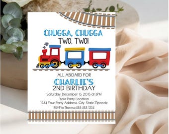 Train Invitation -Steam Engine Invitations - Locomotive Birthday Party Invitations - Train Tank Engine Invitation - Trains Invitations
