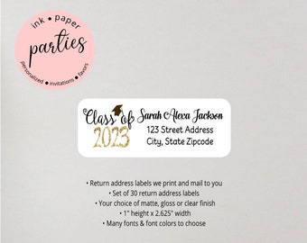 Graduation Graduate ~ANY YEAR~ Party Invitation Announcements Return Address Labels Personalized ~ We Print and Mail to You