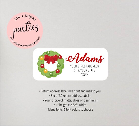 Christmas wreath address labels