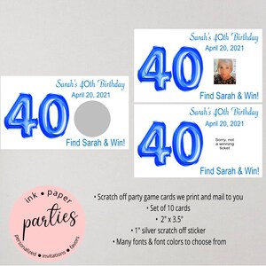 Birthday, Retirement, Anniversary - ANY AGE ~ Party Scratch Off Tickets Cards Favor Favors Game - We Print and Mail to you!