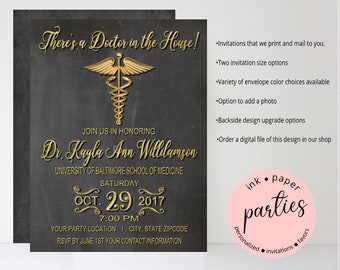 Graduation Graduate MD Doctor Nurse Pharmacist Medical Medicine School Party Invitations Announcement Personalized ~ We Print & Mail