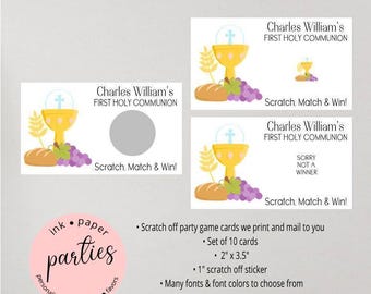 First Communion Scratch Off Cards - Chalice Scratch Off Card - First Holy Communion Scratch Off Favor - Party Communion Favors Game