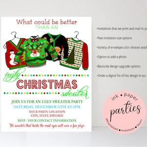 Holiday Ugly Sweater Invitation - Christmas Party Invitations - Ugly Sweater Party Personalized Custom - Personalized Ugly Sweaters Party