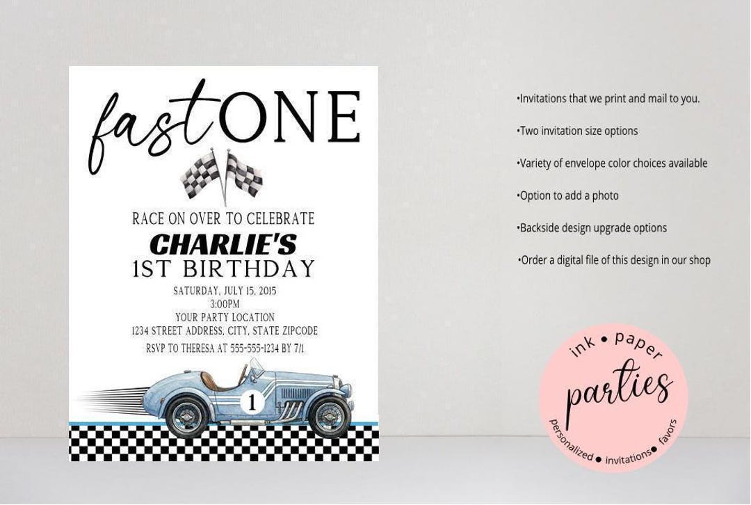Invitations In Racing Example Race Car Invitations - Racing Birthday Party Invitation - Fast Once ...