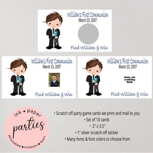 First Communion Scratch Off Cards - 1st Communion Scratch Off Card - First Holy Communion Scratch Off Favor - Personalized Favors Game