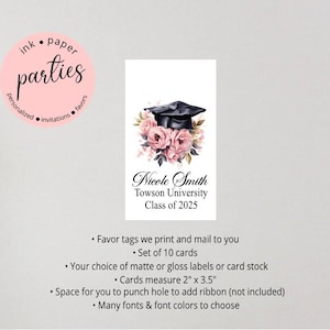 Graduation Favor Tag - Graduation Gift Tag, Graduation Party Favors - Graduate Party Favor - Thank You Tags - Graduation Thank You Tag