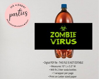 Halloween Digital File Soda Bottle Wrappers Party Favors Favor Labels Digital File Instant Download DYI