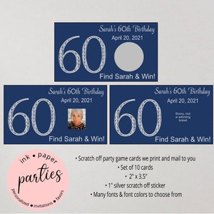 Birthday, Retirement, Anniversary - ~ANY AGE ~ Party Scratch Off Tickets Cards Favor Favors Game - We Print and Mail to you!