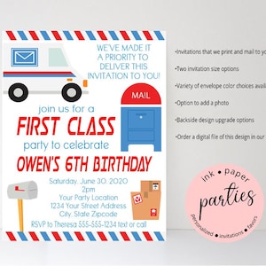 Mail Post Office Invitation - Delivery Mailman Truck Birthday Party Invitations - Personalized Birthday, Baby Shower, Retirement Invites