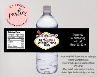 Casino Water Bottle Labels - Poker Party Favors - Vegas Water Label Favor - Casino Birthday Party Wrapper Favor - Poker Cards Drink Wrappers