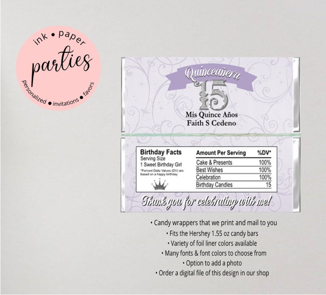 Quinceanera Mis Quince Anos 15th Birthday Party Candy Wrappers - Etsy