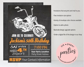 Motorcycle, Bike - Birthday Party - Personalized Invitations - Custom Invites