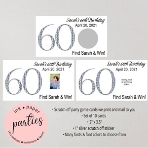 Birthday, Retirement, Anniversary ~ANY AGE ~ Party Scratch Off Tickets Cards Favor Favors Game - We Print and Mail to you!