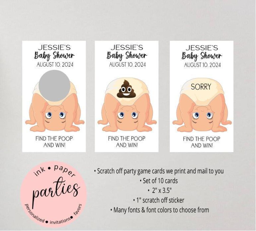 Baby Diaper Poop Scratch off Cards - Baby Shower Party Game - Scratch ...