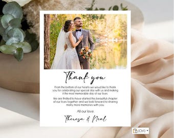 Tarjetas de agradecimiento para bodas - Tarjetas de agradecimiento para despedidas de soltera - Tarjetas de agradecimiento con fotos - Tarjetas de agradecimiento para la recepción de la boda - Notas de agradecimiento