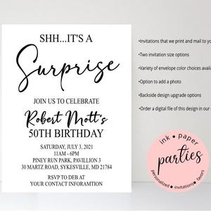 Surprise Party Invitation - Surprise Birthday, Shower, Retirement, Wedding Anniversary Party Invitations - Surprise Party Invitations