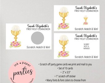 First Communion Scratch Off Cards - Chalice Scratch Off Card - First Holy Communion Scratch Off Favor - Party Communion Favors Game