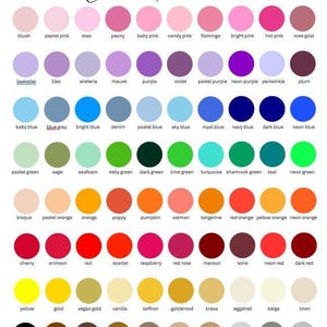 a color palette with a variety of pastel and neon colors, including shades of pink, blue, green, purple, and orange. The palette is organized into rows and columns, providing a visual representation of the different color options available.