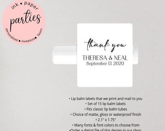 Etiquetas para bálsamo labial de boda - Recuerdos para despedida de soltera - Pegatinas para bálsamo labial - Recuerdos de compromiso - Etiquetas para tubos de bálsamo labial de boda