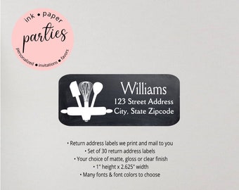 Baking Baker Bakery Kitchen Utensils Return Address Labels  Personalized Custom ~ We Print and Mail to You