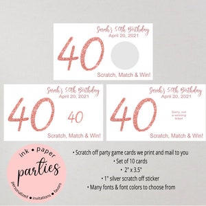 Birthday, Retirement, Anniversary - ANY AGE ~ Party Scratch Off Tickets Cards Favor Favors Game - We Print and Mail to you!
