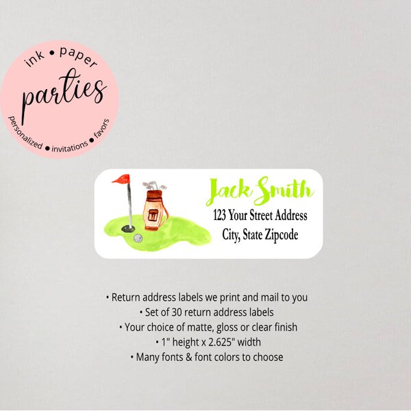 Golf Return Address Labels Etsy