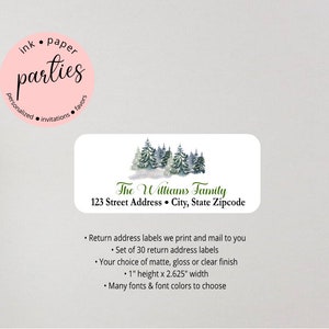 Winter Rustic Country Christmas Holiday Tree Return Address Labels Favors Personalized Custom ~ We Print and Mail to You