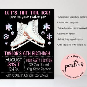 Ice Skates, Figures Skating, Ice Skate Invitation - Birthday Party Invitations - Personalized Figure Staking Invites