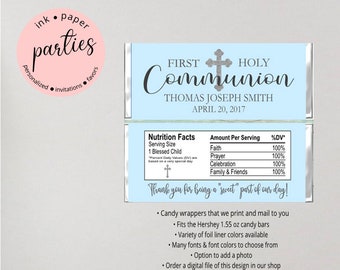 Cross Baptism Confirmation First Communion Religious Party Candy Wrappers Favors Personalized Custom Design ~ We Print and Mail to You