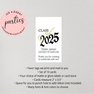 Graduation Favor Tag - Graduation Gift Tag, Graduation Party Favors - Graduate Party Favor - Thank You Tags - Graduation Thank You Tag