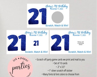 Birthday ~ANY AGE ~ Party Scratch Off Tickets Cards Favor Favors Game - We Print and Mail to you!