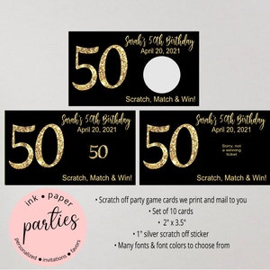 Birthday, Retirement, Anniversary - ANY AGE - Party Scratch Off Tickets Cards Favor Favors Game - We Print and Mail to you!