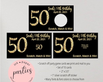 Birthday ~ANY AGE ~ Party Scratch Off Tickets Cards Favor Favors Game - We Print and Mail to you!