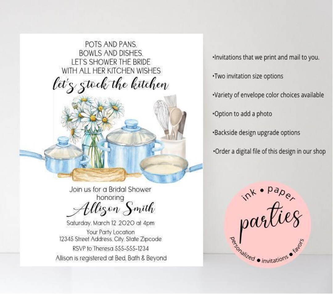 Stock the Kitchen Invitation - Bridal, Co-ed, Couples Wedding Shower ...