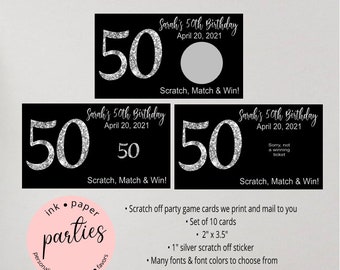 Birthday ~ANY AGE ~ Party Scratch Off Tickets Cards Favor Favors Game - We Print and Mail to you!