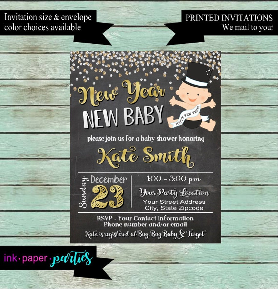 Baby Shower New Year Holiday Party Invitations Invites Etsy