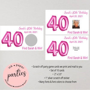 Birthday, Retirement, Anniversary - ~ANY AGE ~ Party Scratch Off Tickets Cards Favor Favors Game - We Print and Mail to you!