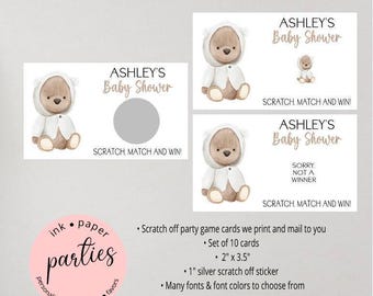 Teddy Bear Scratch Off Cards - Baby Shower Party Game - Scratch Off Tickets - Baby Shower Scratch Off Card - Personalized Baby Shower Ticket