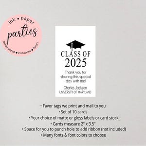 Graduation Favor Tag - Graduation Gift Tag, Graduation Party Favors - Graduate Party Favor - Thank You Tags - Graduation Thank You Tag