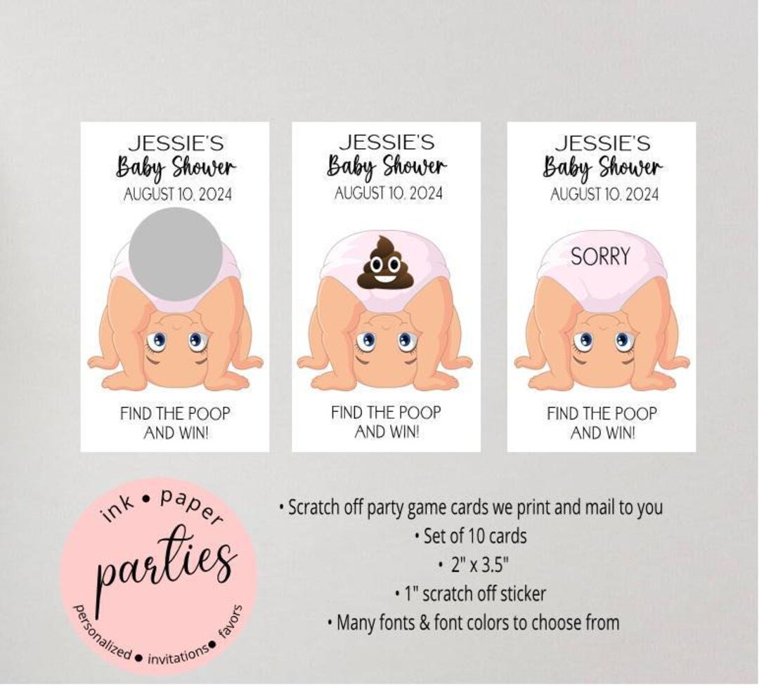 Poop Tickets Baby Diaper Poop Scratch off Cards - Oh Baby -baby Shower Party Game ...