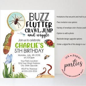 Bugs Birthday Party Invitation - Bugs, Insects Birthday Party Invitations - Personalized Insect Invitation - Bug Birthday Party