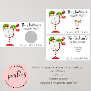 Christmas Cocktail Scratch Off Cards - Christmas Scratch off Tickets - Christmas Holiday Party Scratch Off Game - Christmas Party Card Favor
