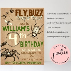 Bugs Birthday Party Invitation - Bugs, Insects Birthday Party Invitations - Personalized Insect Invitation - Bug Birthday Party