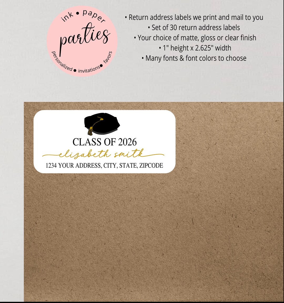 Grad Address Labels Graduation Tam Address Labels - Graduate Announcements Return Address ...