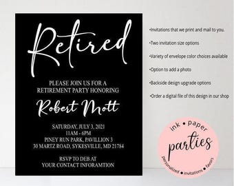Faire-part de départ pour une fête de retraités, faire-part personnalisé ~ Nous imprimons et expédions