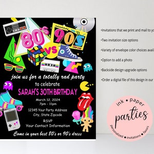 80&#39;s vs. 90&#39;s Invitation - Hip Hop, Old School Rap Retro Birthday Party Invitations Invites Personalized Custom ~ We Print and Mail to You