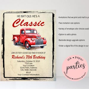 Vintage Classic Retro Truck - Birthday Party - Personalized Invitations - Custom Invites ~ We Print and Mail to You