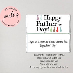 Instant Download Digital File ~ DIY ~ Printable ~ Father's Day Candy Wrappers Party Favors Favor Labels
