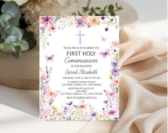 Invitaciones de Primera Comunión - Invitación a Fiesta de Flores Silvestres - Invitación de Bautismo - Invitaciones de Confirmación - Invitaciones de Bautizo